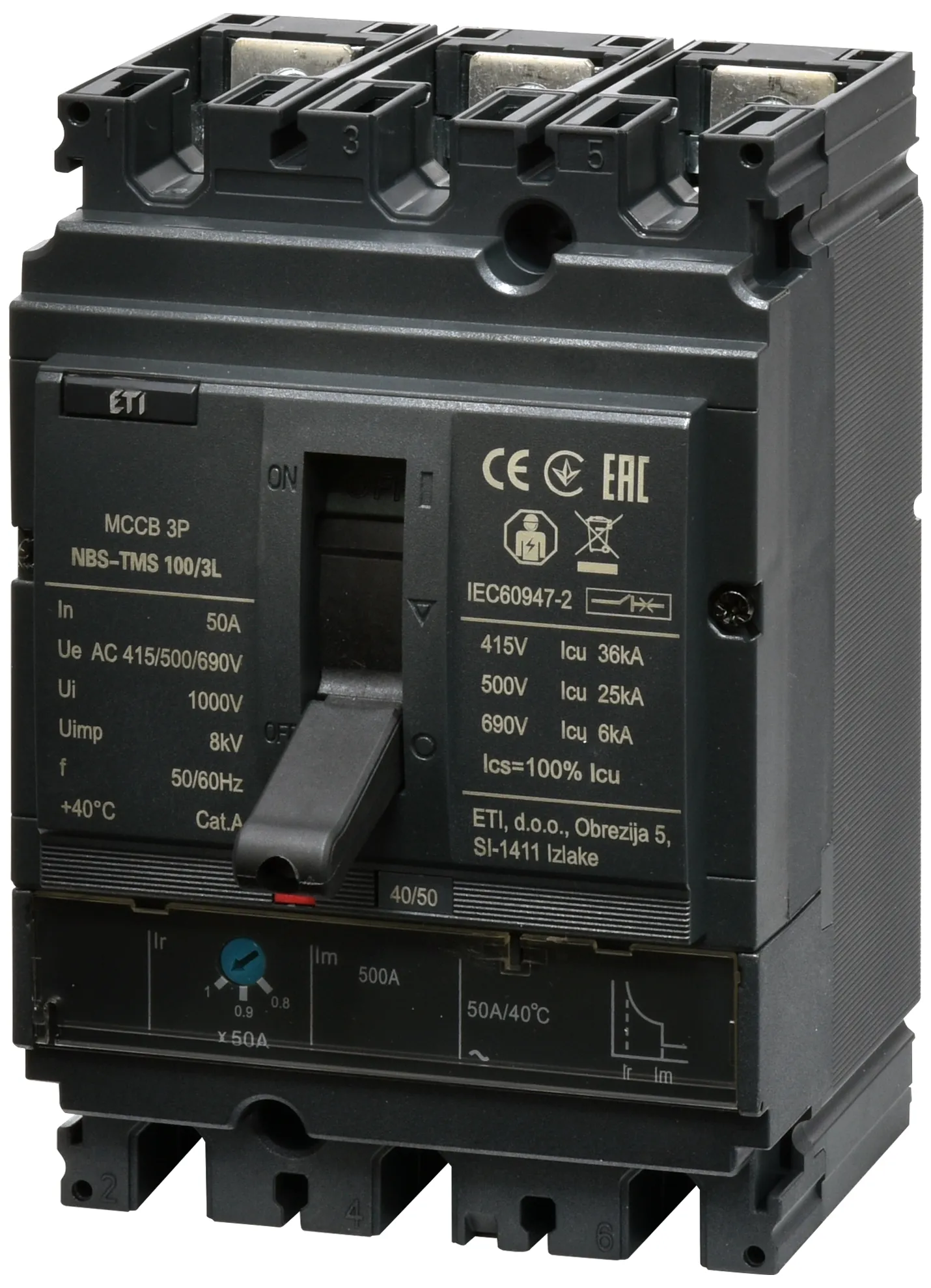 Pramoninis aut. jungiklis NBS-TMS 100/3L  50A 3P 004673004