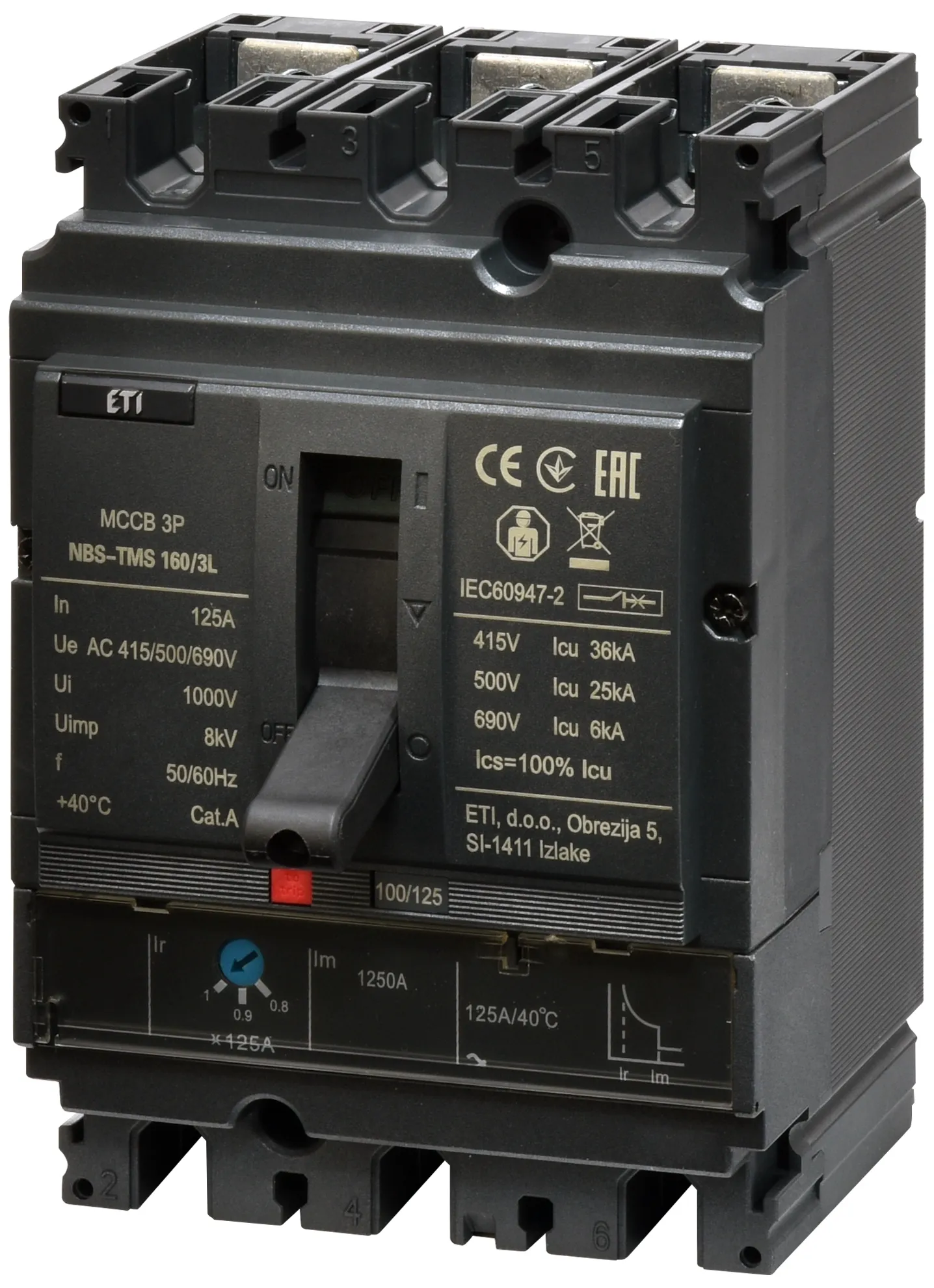 Pramoninis aut. jungiklis NBS-TMS 160/3L 125A 3P 004673008