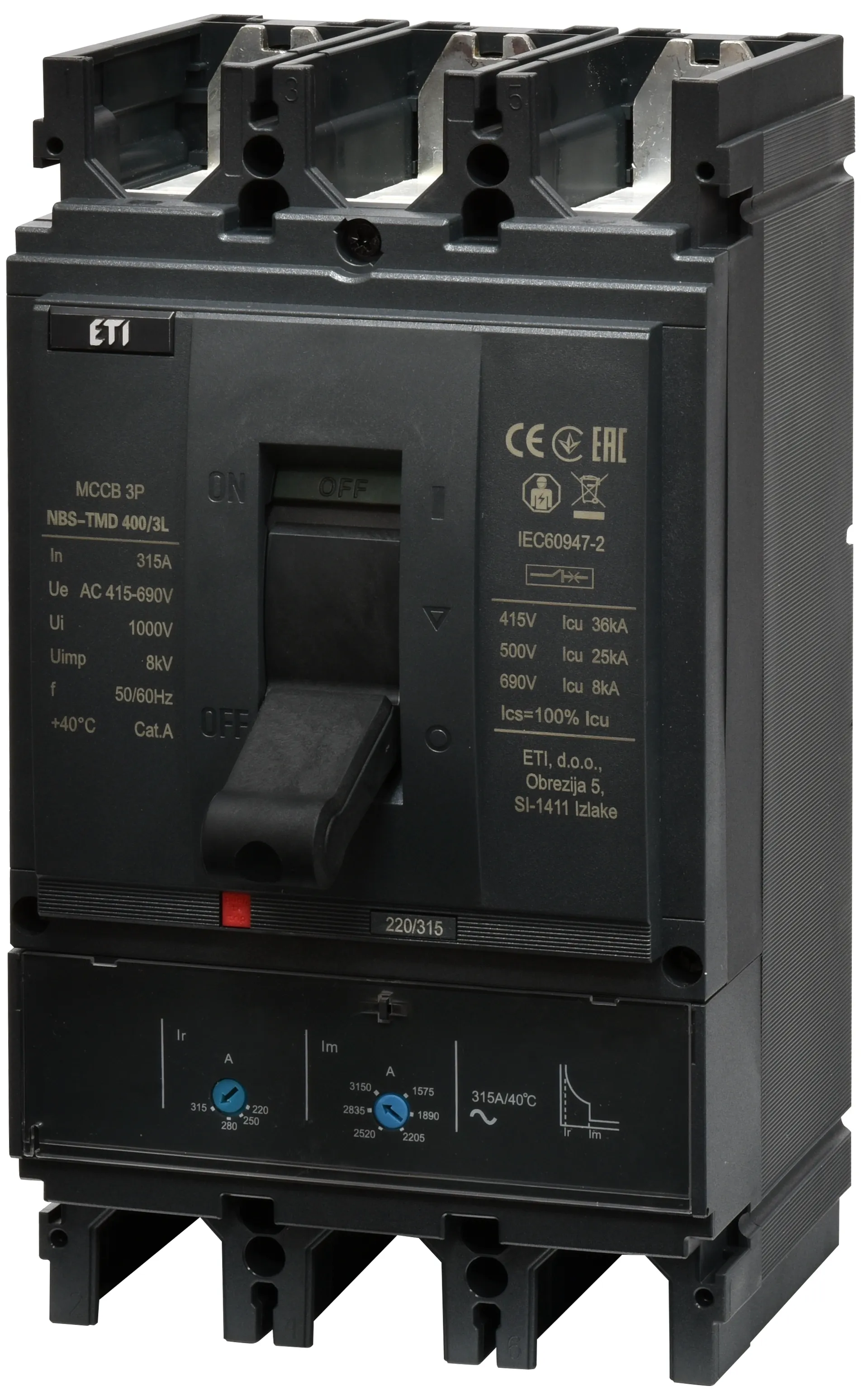 Pramoninis aut. jungiklis NBS-TMD 400/3L 315A 3P 004673101