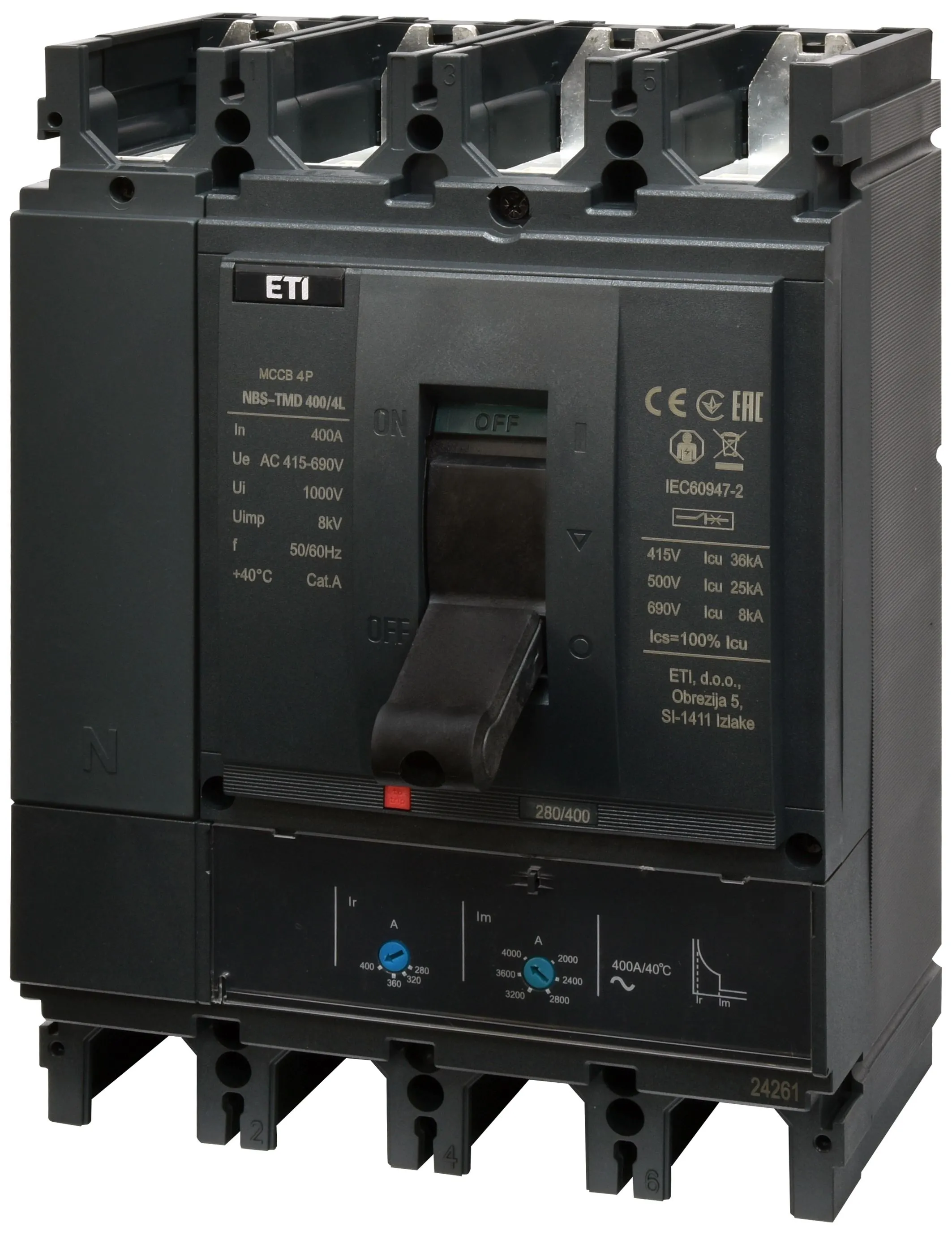 Pramoninis aut. jungiklis NBS-TMD 400/4L 315A 4P 004673103