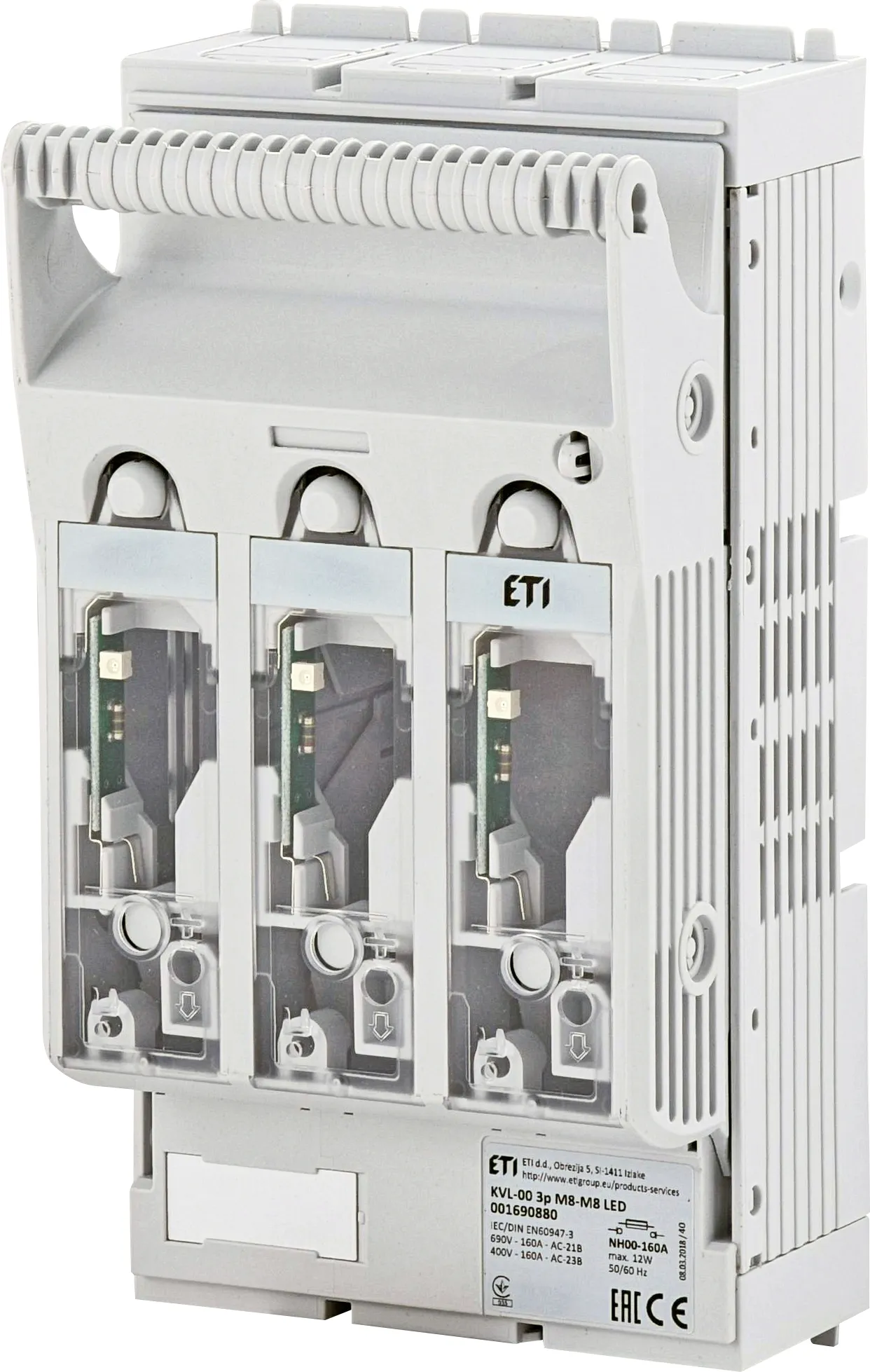 Saugiklių kirtiklis KVL-00 3p M8-M8 LED 001690880