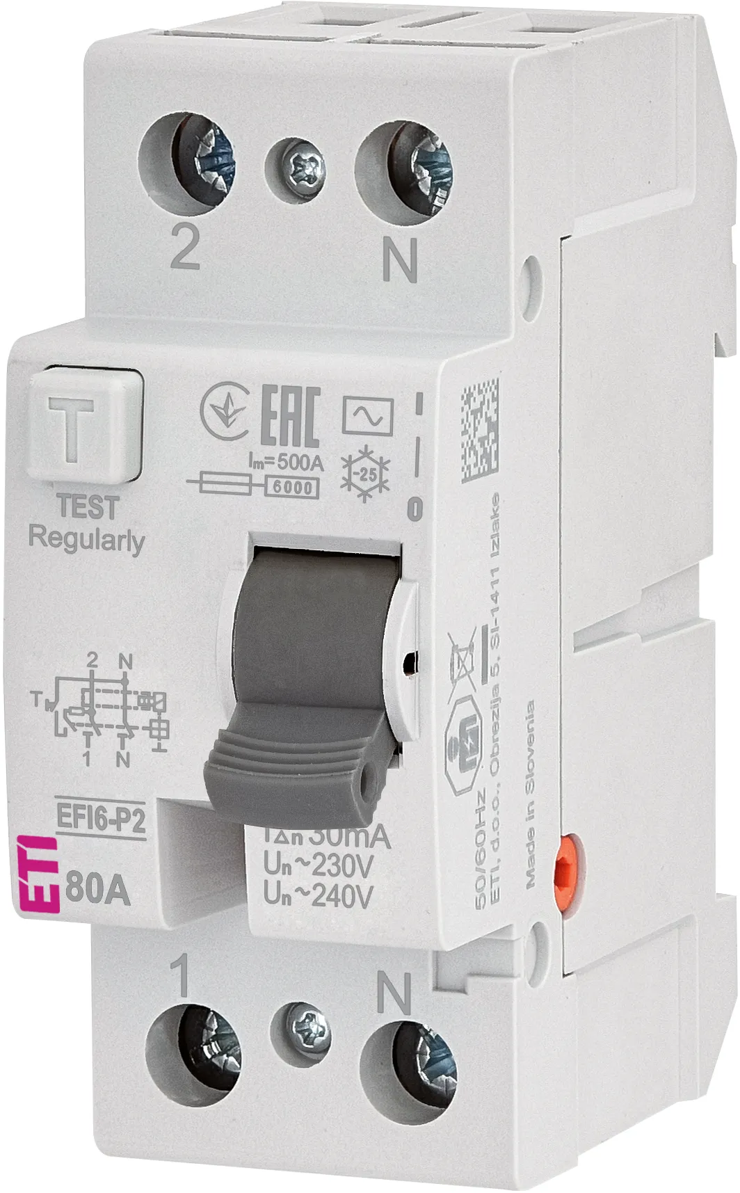 Srovės nuotekio relė EFI6-P2 AC 80/0.03 002061254