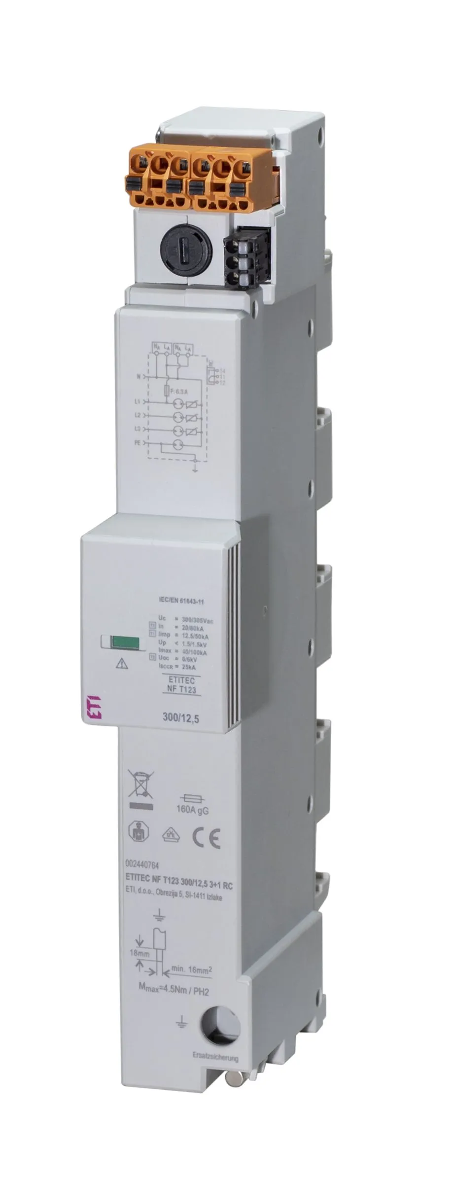 Viršįtampių ribotuvas ETITEC NF T123 300/7,5 3+1 002440769