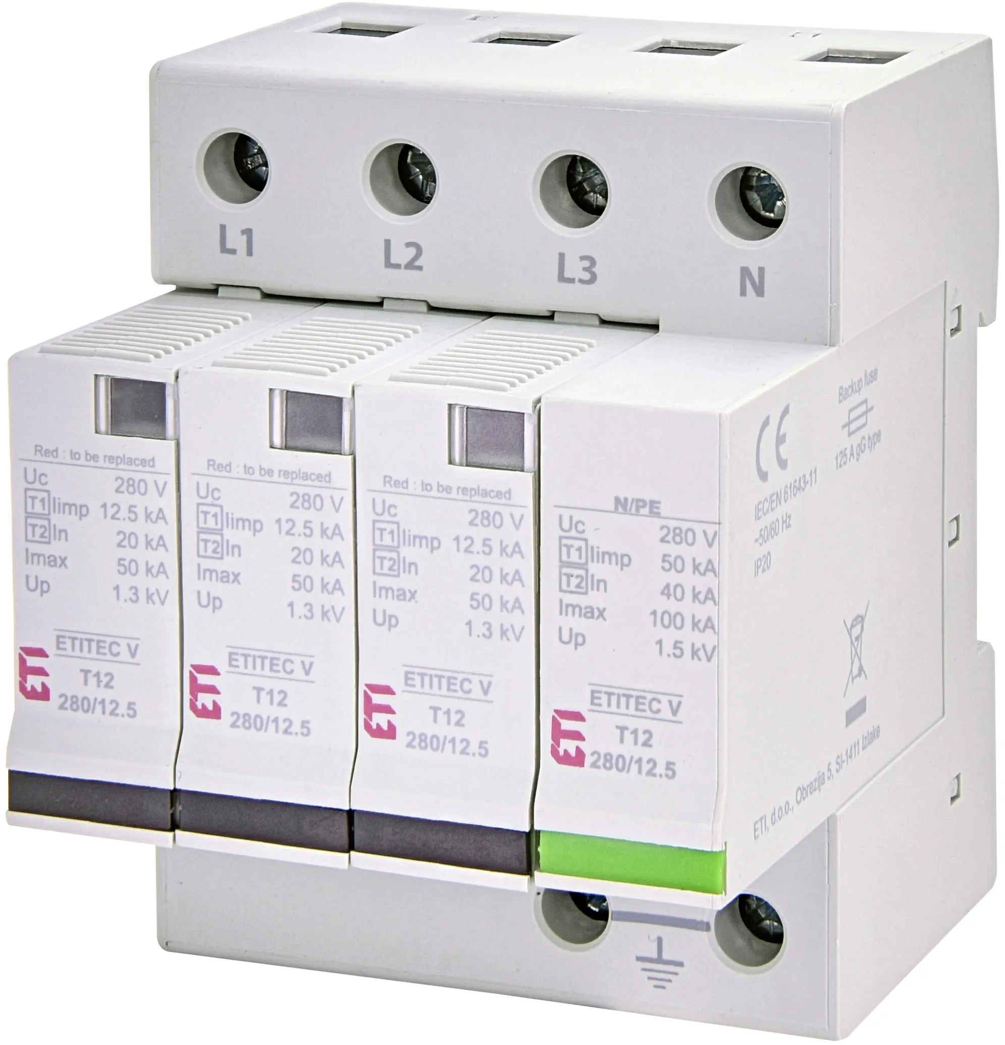 Viršįtampių ribotuvas ETITEC V T12 280/12,5 3+1 RC 002442918