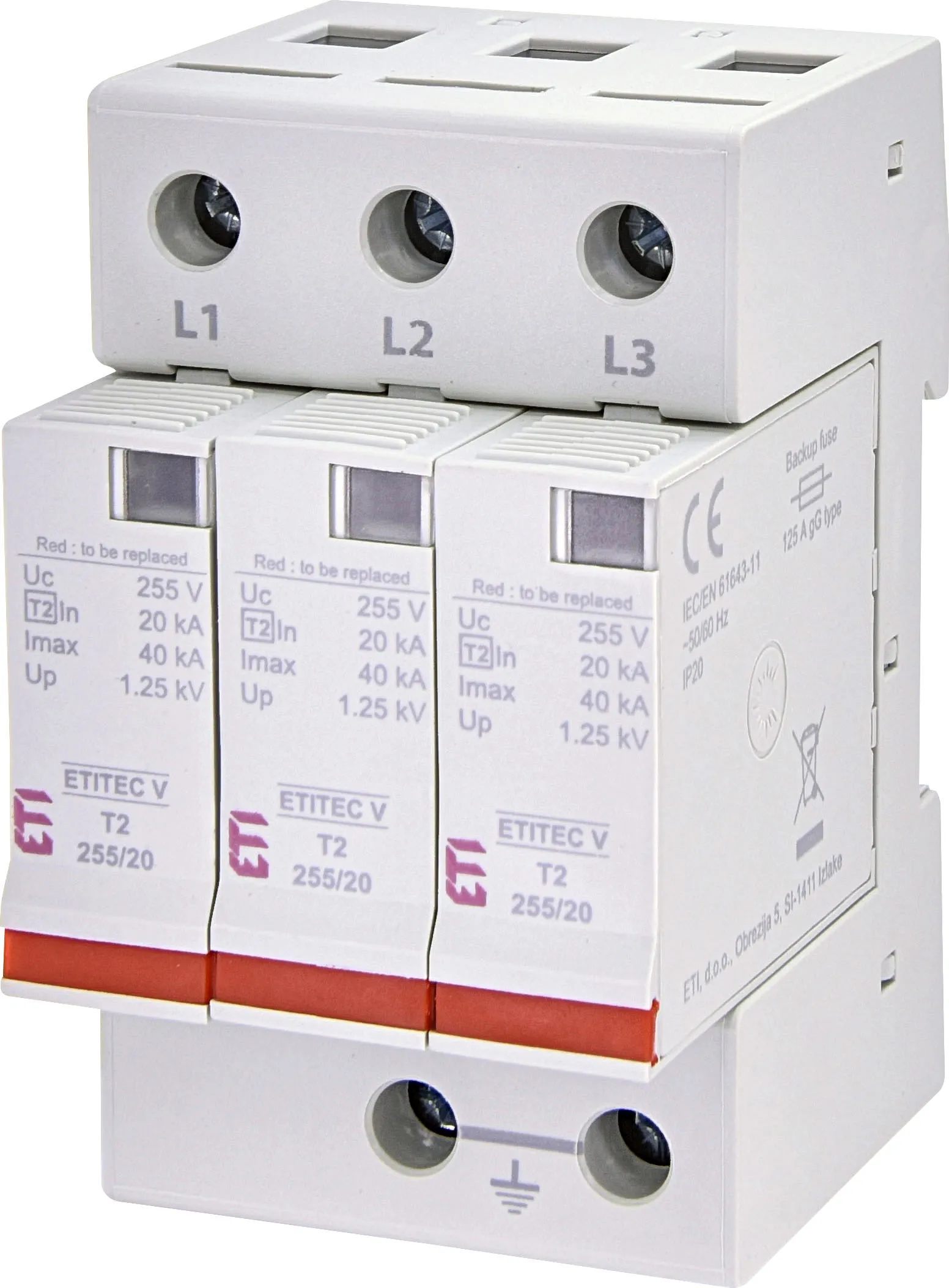 Viršįtampių ribotuvas ETITEC V T2 255/20 3+0 002442955