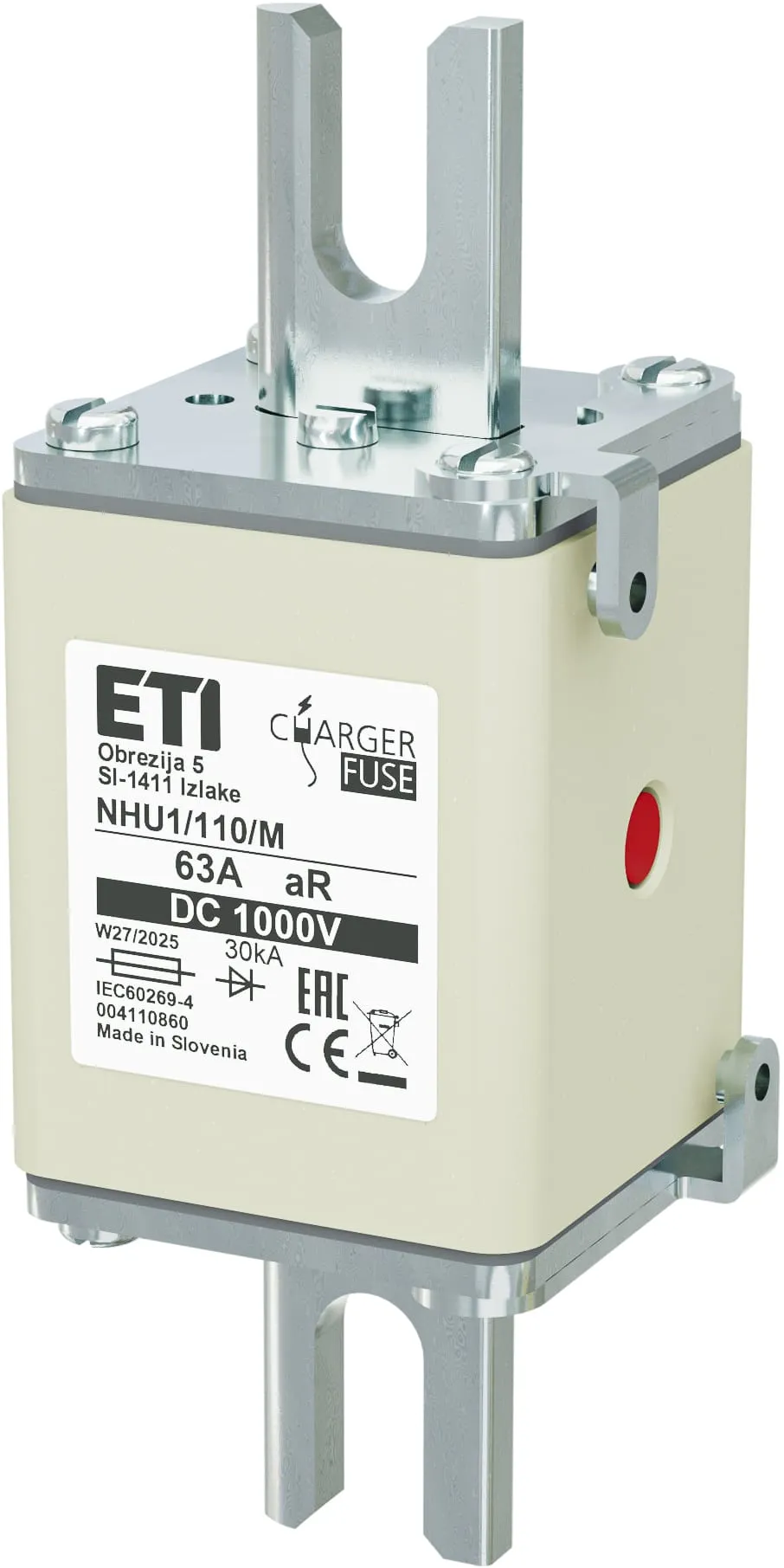 Saugikliai NHU1/110/M aR 63A/1000V DC 004110860