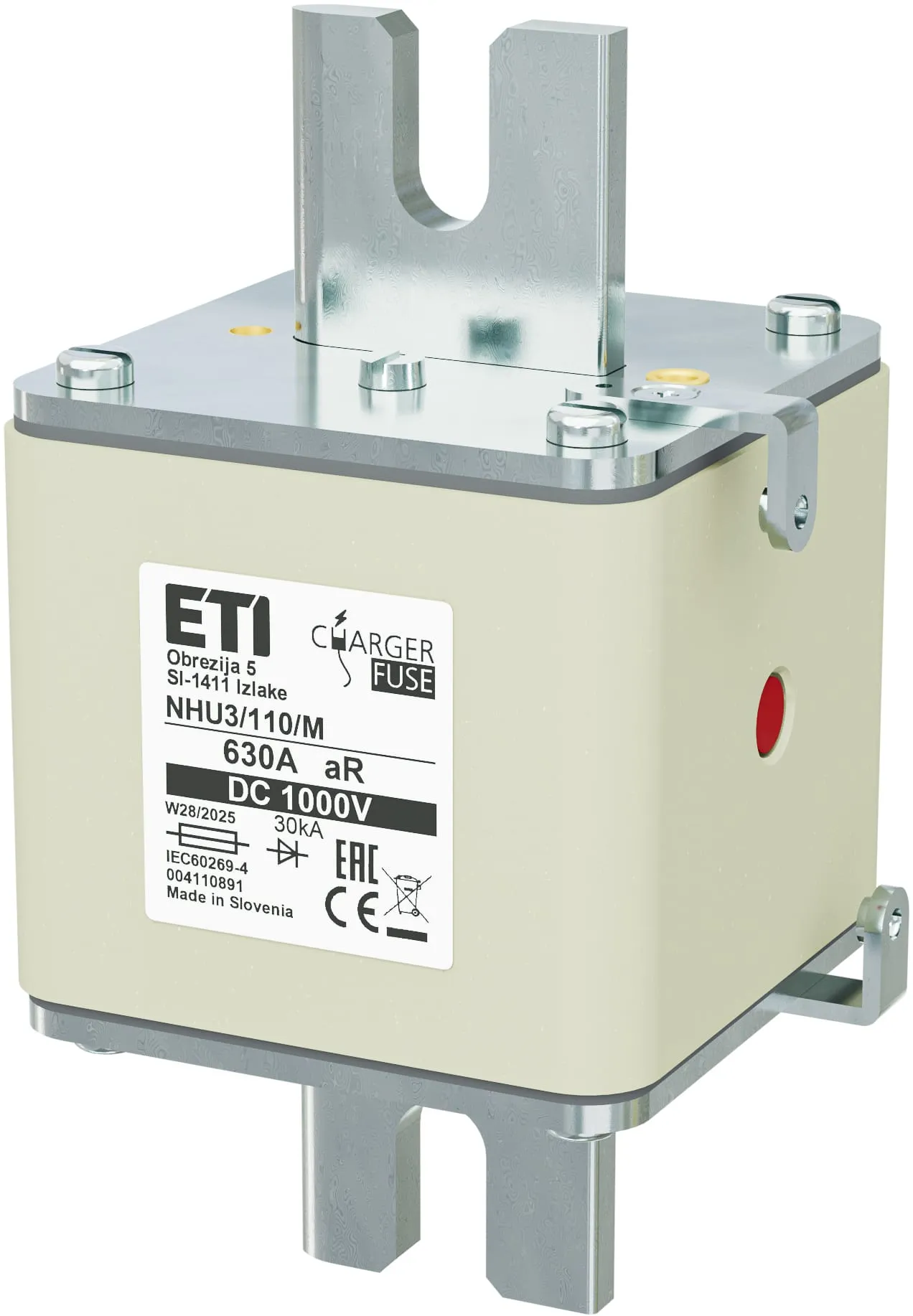 Saugikliai NHU3/110/M aR 630A/1000V DC 004110891