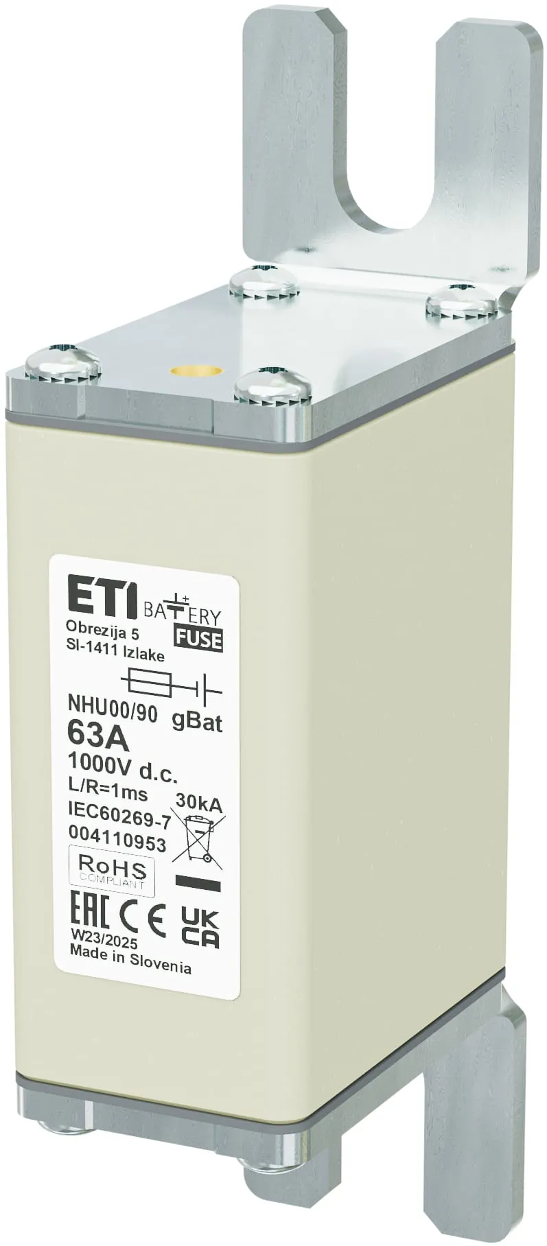 Saugikliai NHU00/90 gBat 63A/1000V DC 004110953