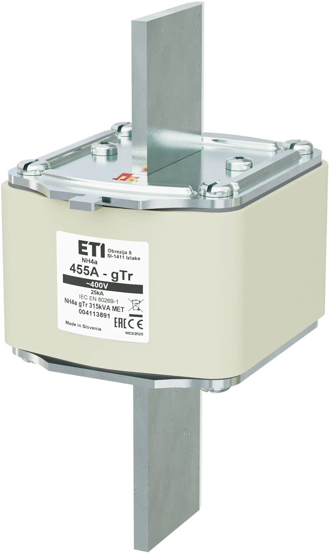 Saugikliai NH4a gTr 455A/400V/315kVA MET 004113891