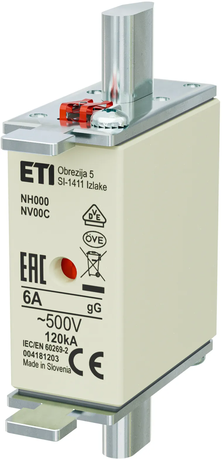 Saugikliai NH000 gG 6A/500V 004181203