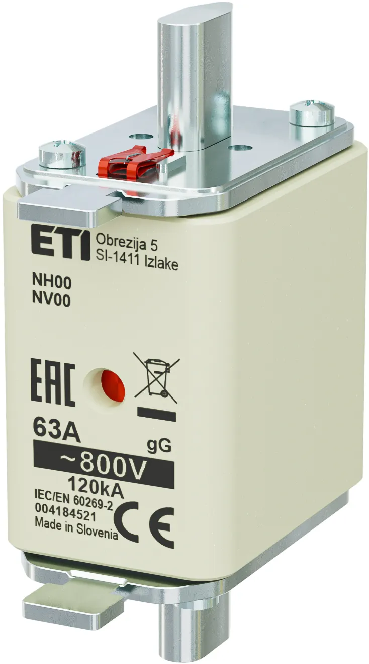Saugikliai NH00 gG 63A/800V 004184521
