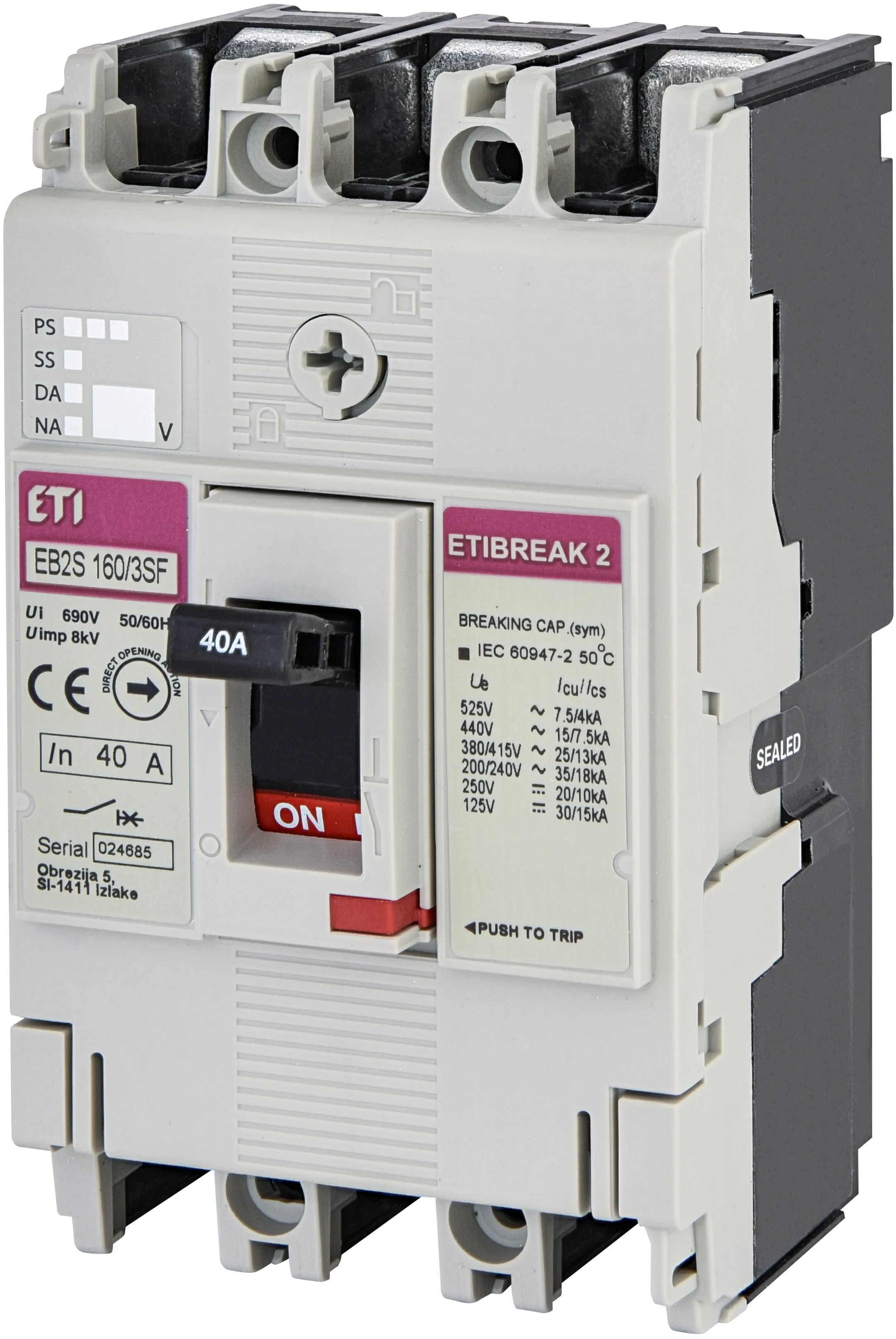 Pramoninis aut. jungiklis EB2S 160/3SF 40A 3p 004671831