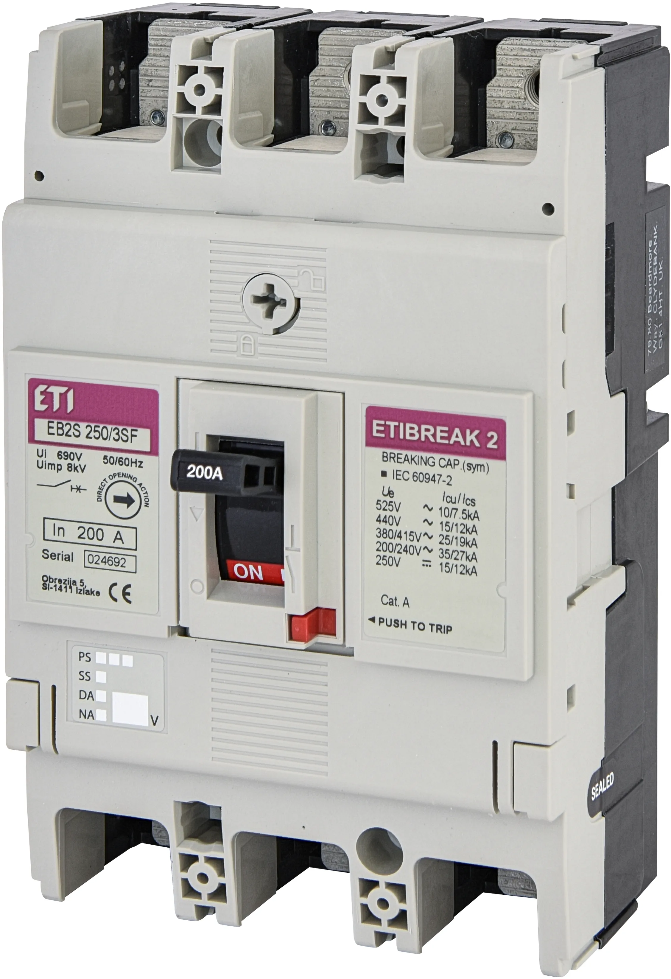 Pramoninis aut. jungiklis EB2S 250/3SF 200A 3p 004671838