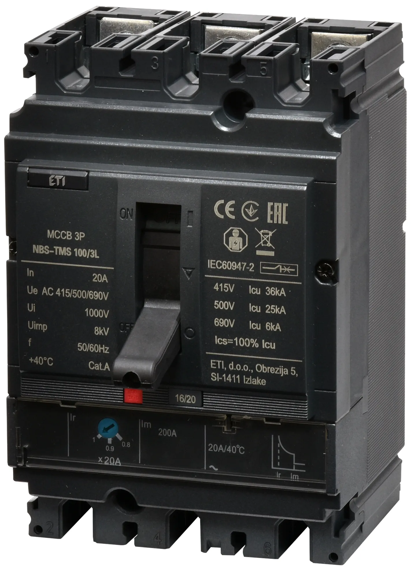 Pramoninis aut. jungiklis NBS-TMS 100/3L  20A 3P 004673001