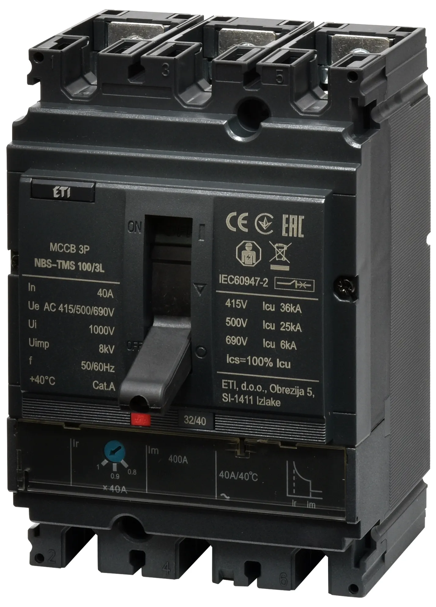 Pramoninis aut. jungiklis NBS-TMS 100/3L  40A 3P 004673003