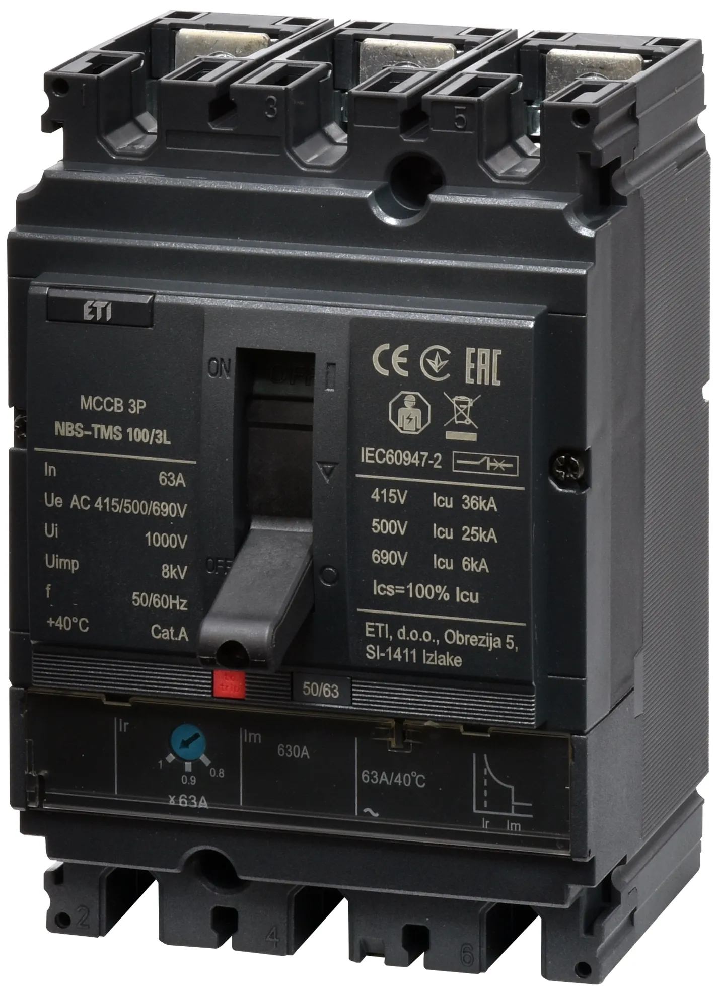 Pramoninis aut. jungiklis NBS-TMS 100/3L  63A 3P 004673005