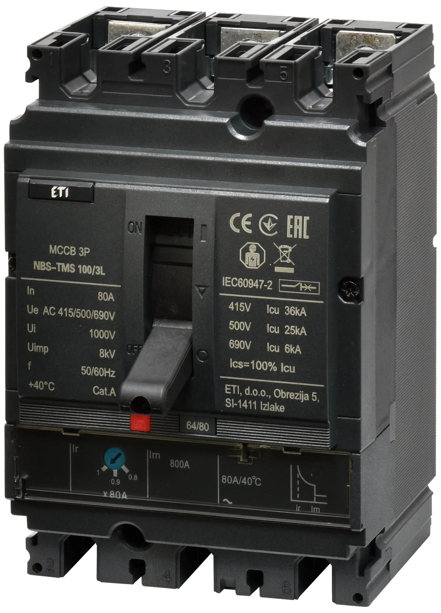 Pramoninis aut. jungiklis NBS-TMS 100/3L  80A 3P 004673006