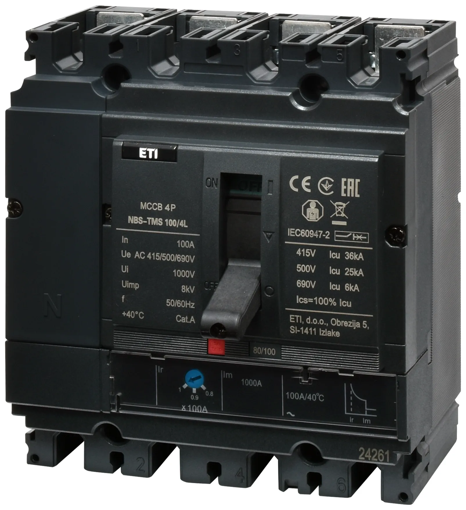 Pramoninis aut. jungiklis NBS-TMS 100/4L  80A 4P 004673016