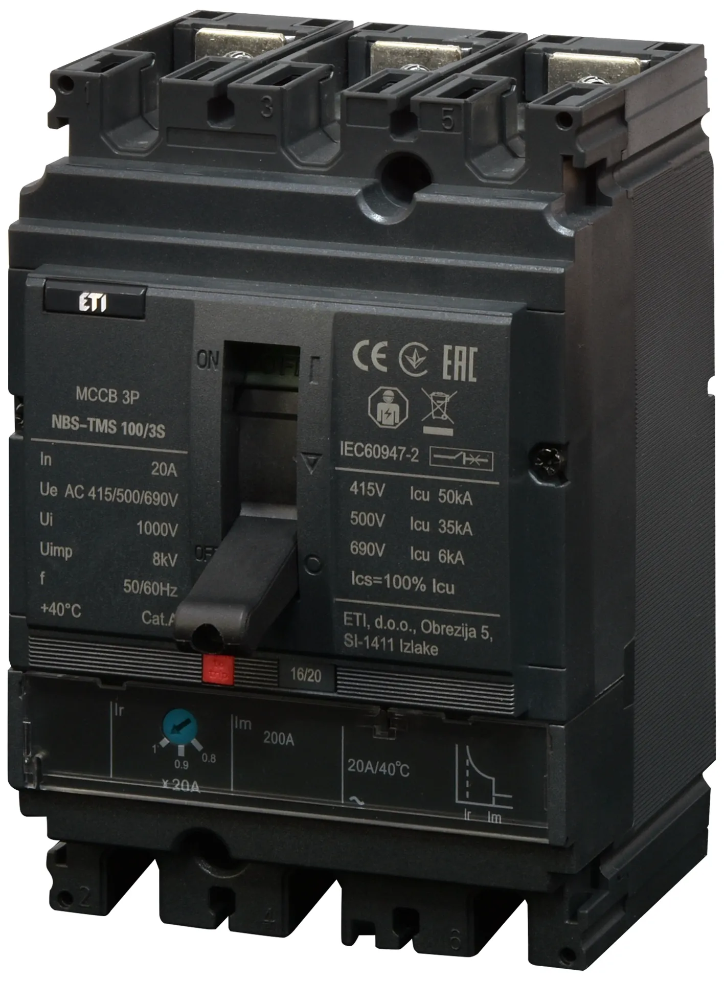 Pramoninis aut. jungiklis NBS-TMS 100/3S  20A 3P 004673021