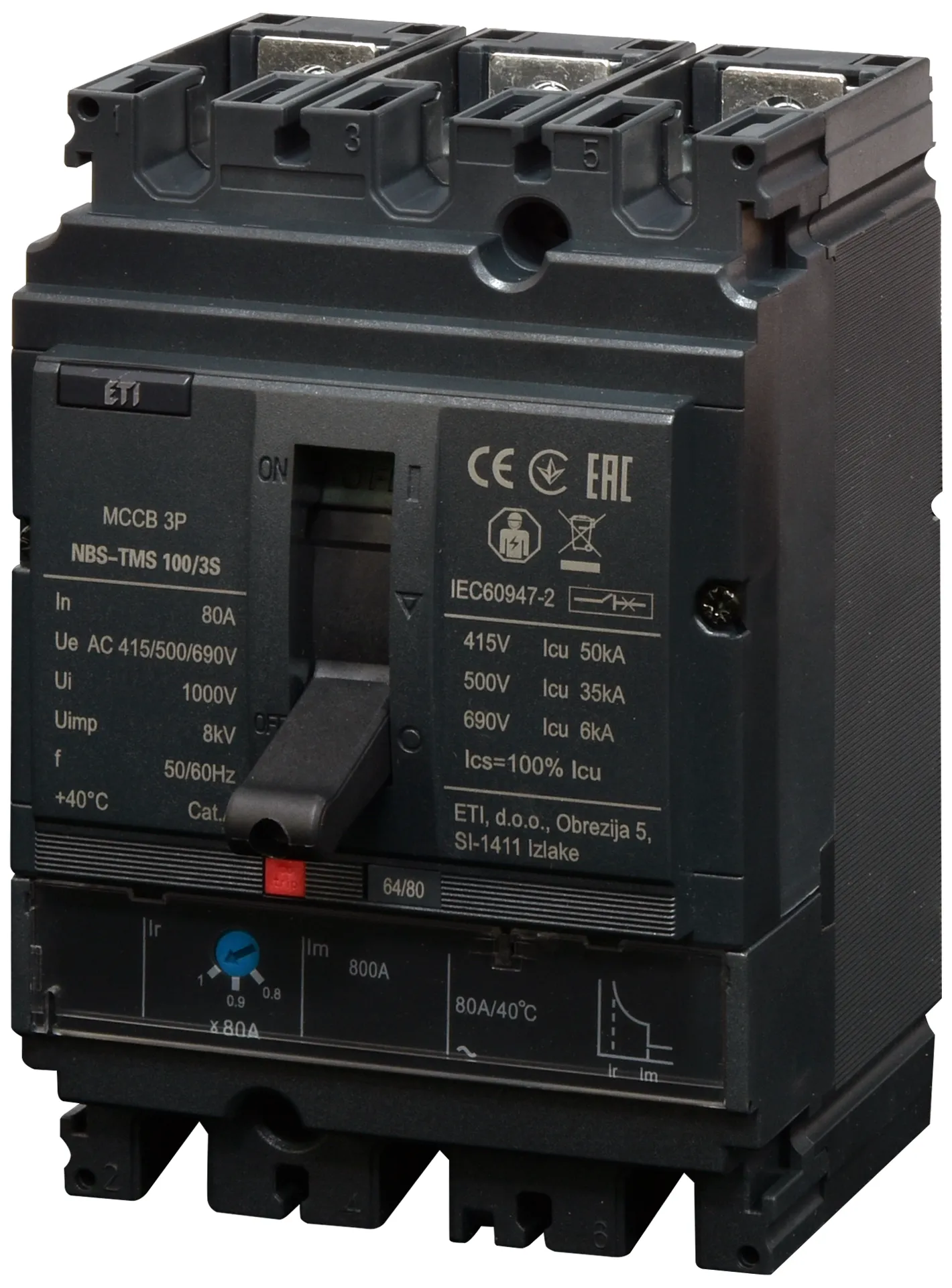 Pramoninis aut. jungiklis NBS-TMS 100/3S  80A 3P 004673026