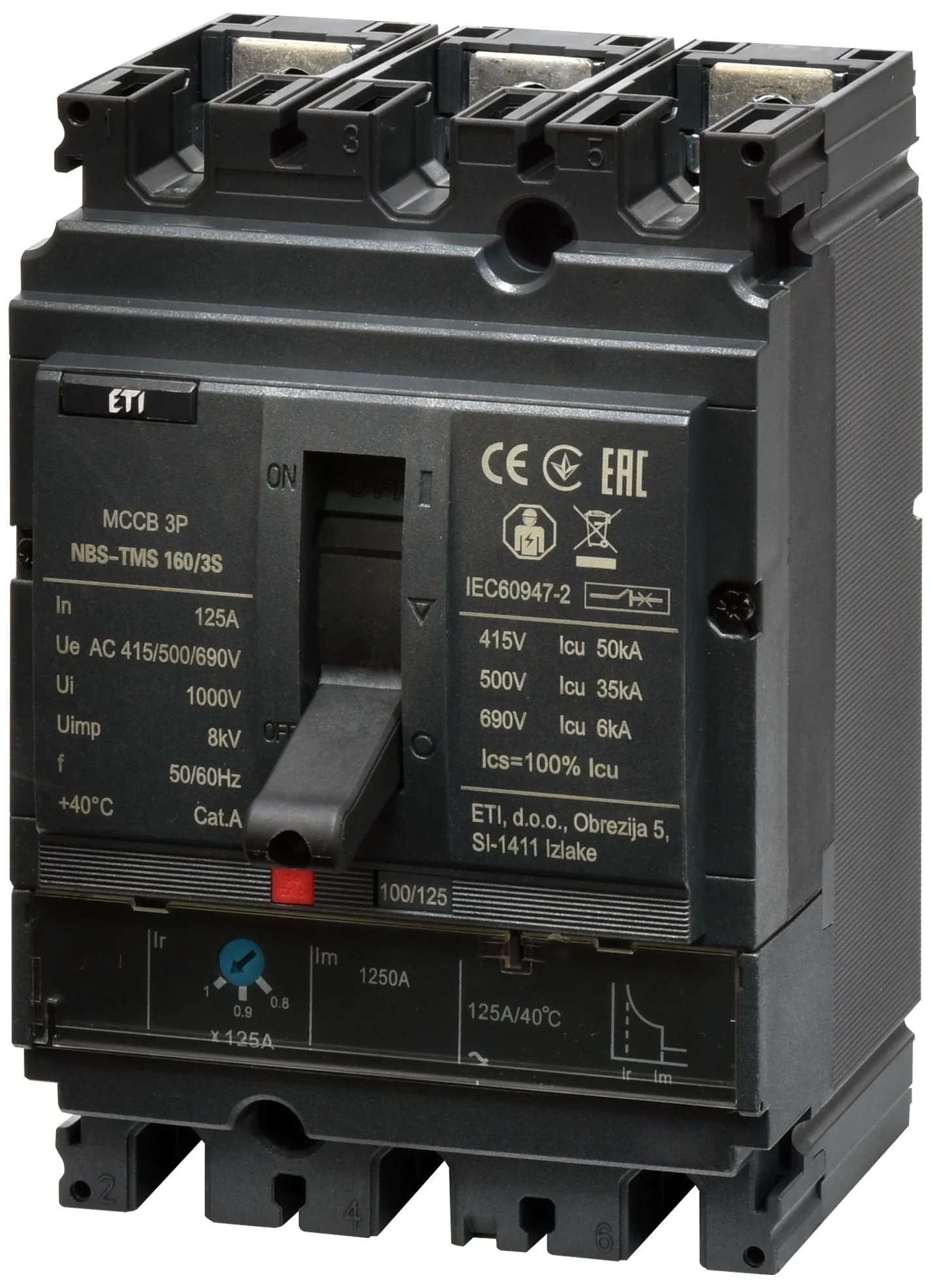 Pramoninis aut. jungiklis NBS-TMS 160/3S 125A 3P 004673028