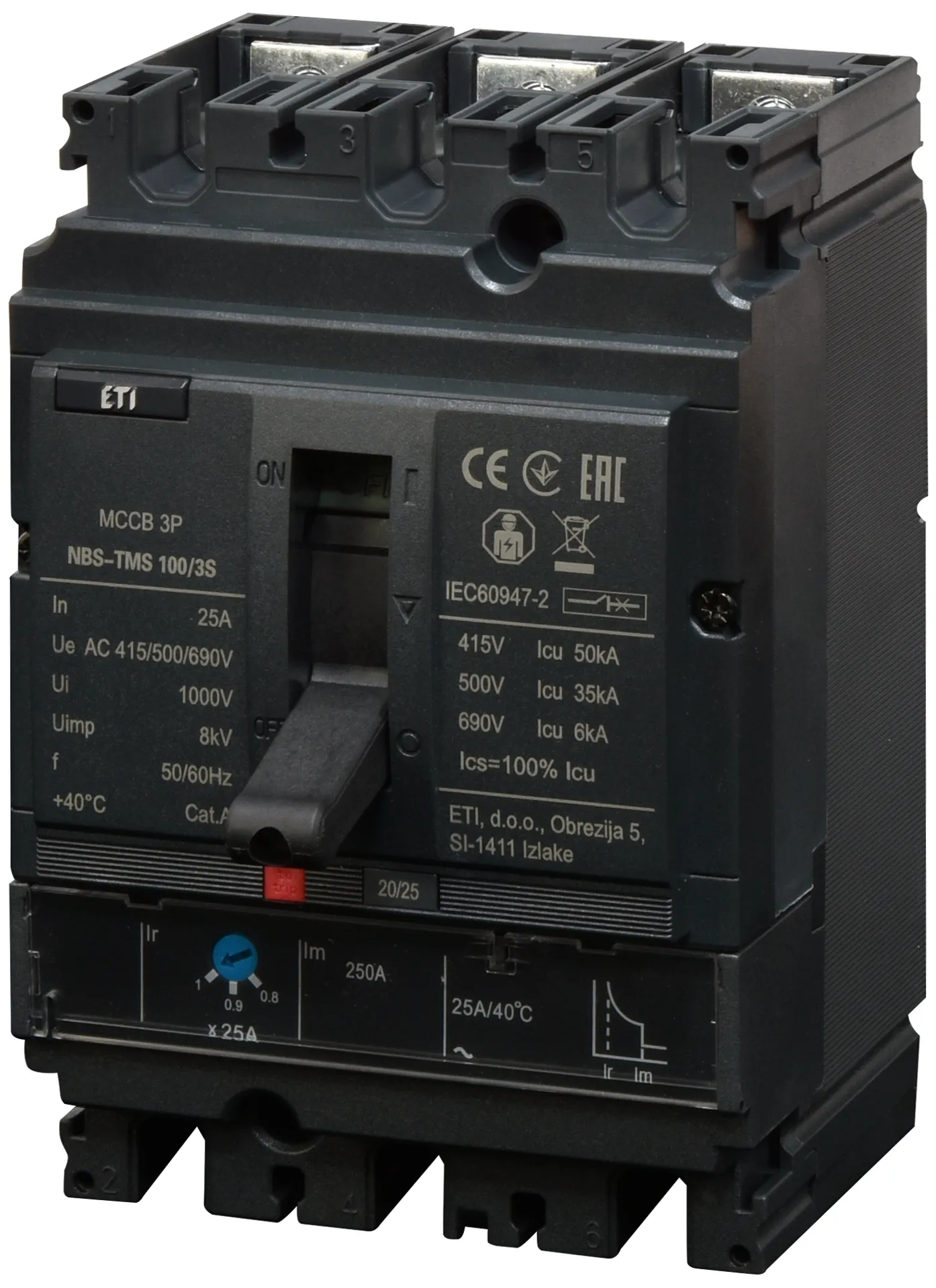 Pramoninis aut. jungiklis NBS-TMS 100/3S  25A 3P 004673030