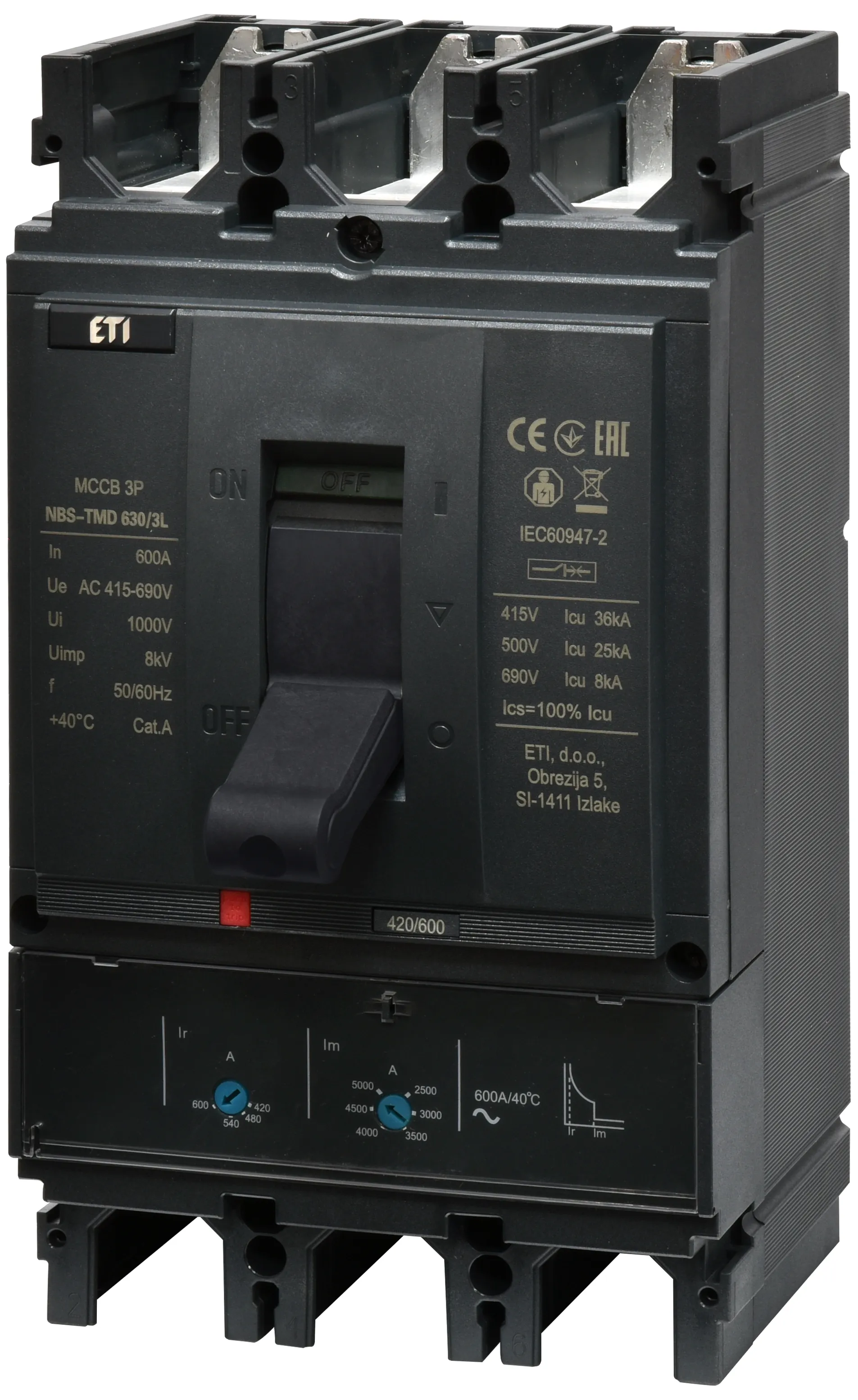 Pramoninis aut. jungiklis NBS-TMD 630/3L 600A 3P 004673132